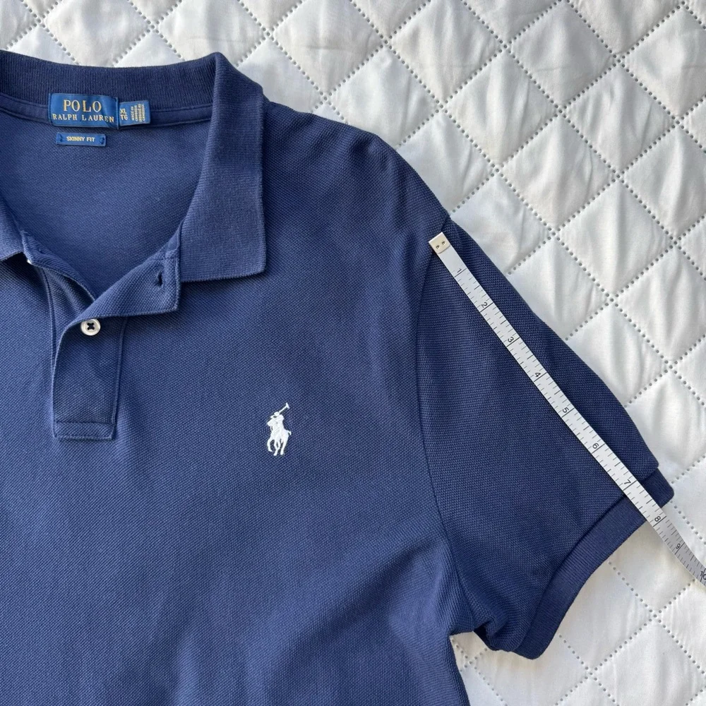 Polo Ralph Lauren Men’s Navy Polo Shirt XL Skinny Fit Cotton Pony Classic Preppy